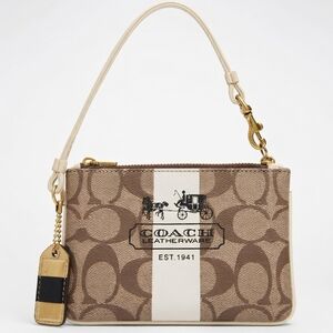 COACH Signature Canvas Small Shoulder Bag in Beige